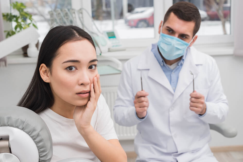 photo of a woman with a dentist